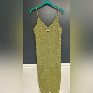 Zara Yellow and Black Striped Midi Dress